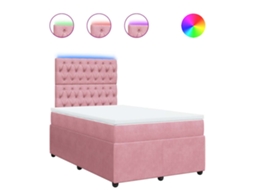 Conjunto 1 Cama Box Spring Vidaxl Cor-de-rosa Veludo (190 X 120 X 150.5 Cm)