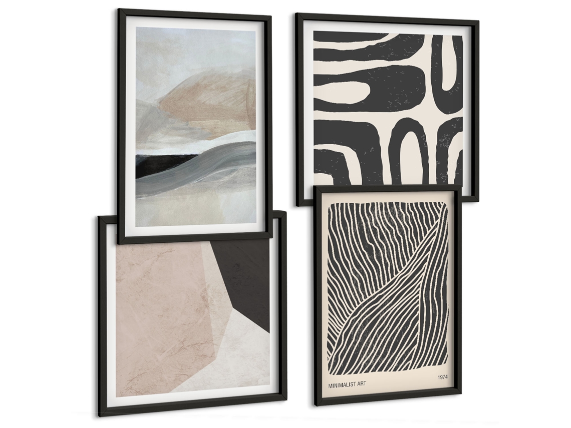 Quadros Decorativos Para Parede Retratos Estilosos De Animais Moldura Preta Imagens Para Um Quarto Infantil Espelharte (conjunto De 4 Imagens)