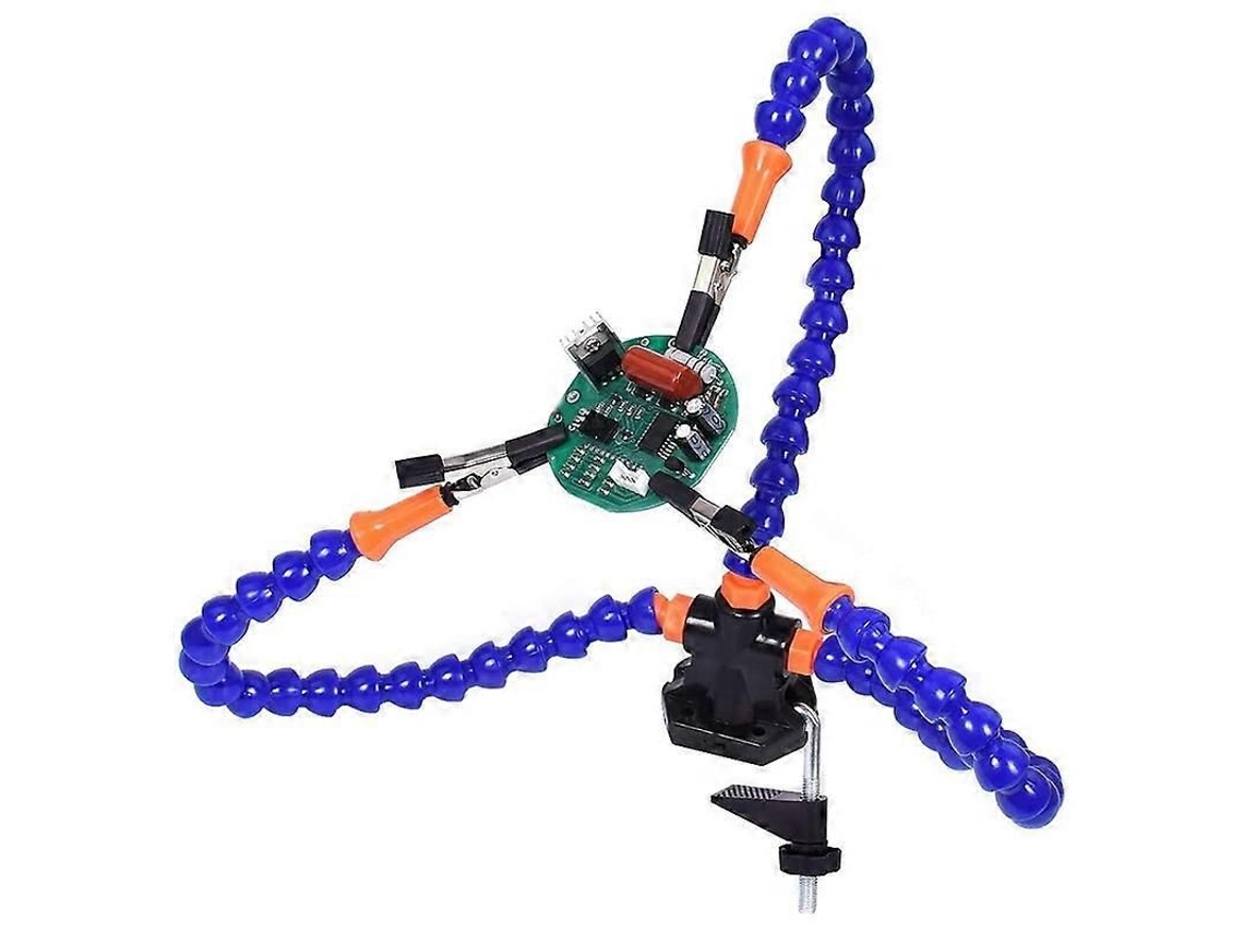Morsa De Bancada Com Mesa De Solda E 3 Braços Flexíveis Para Suporte De Ferro De Solda
