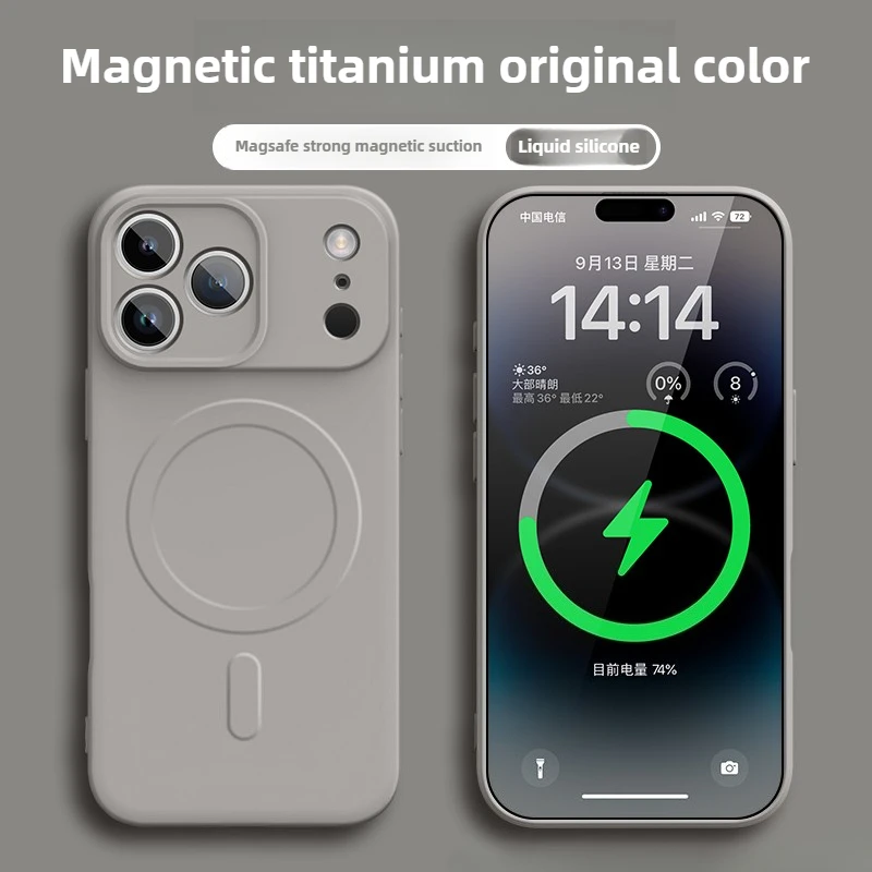 Capa Magsafe De Silicone Líquido (cinza) Para Iphone 16e, Compatível Com Carregamento Sem Fio Magnético.