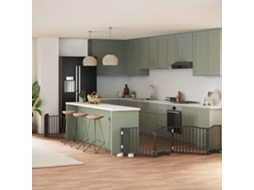 Vidaxl Portão P/ Cães Com Porta Dobrável 6 Painéis 480 Cm Álamo Preto