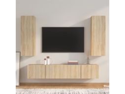 Vidaxl Conjunto Móveis De Tv 4 Pcs Madeira Processada Carvalho Sonoma