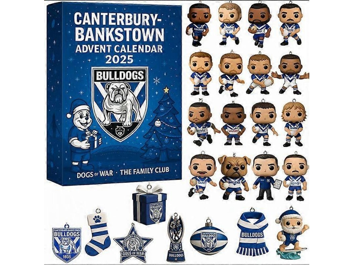 Calendário de Advento de Natal 2025 Decorativo de Acrílico Estilo Completo Canterbury Bulldogs