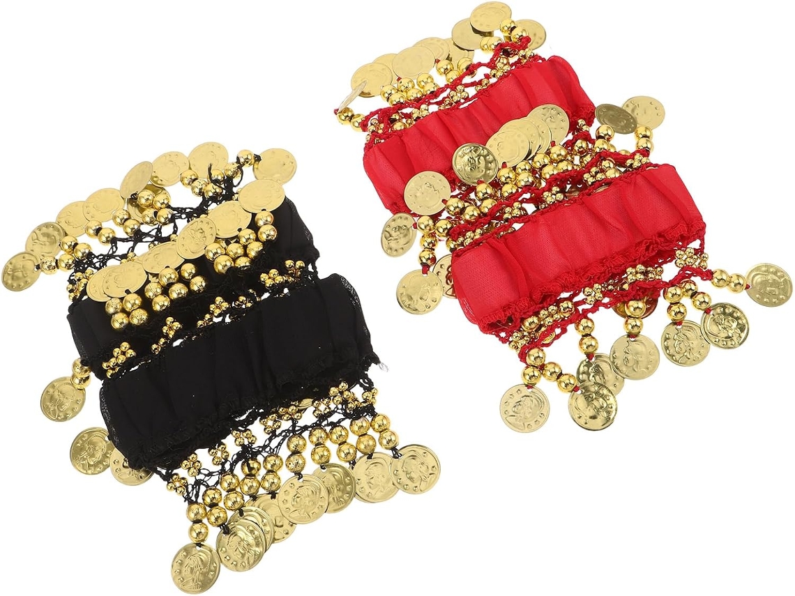 De 4 Tornozeleiras E Pulseiras Para Dança Do Ventre, Acessórios Para Dança Feminina.