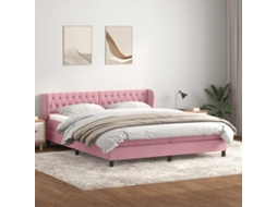 Vidaxl Cama Com Molas/colchões 180x210 Cm Veludo Rosa