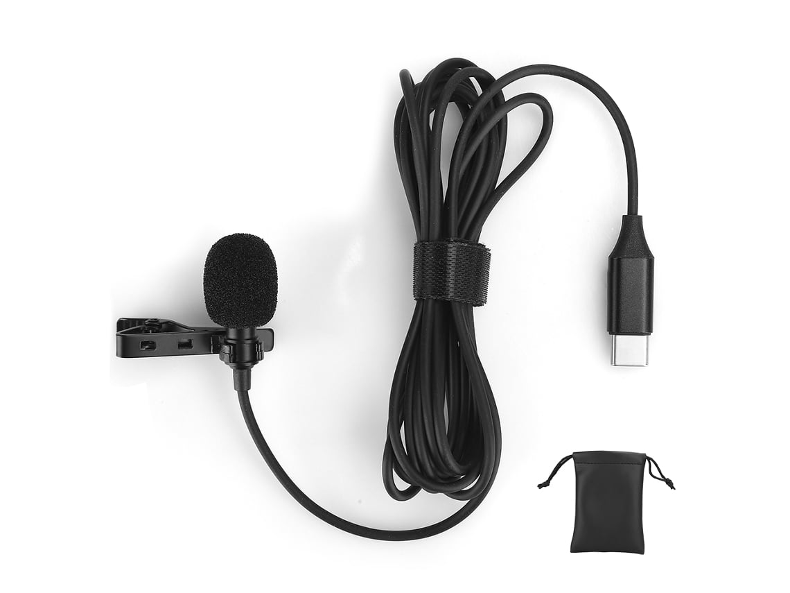 Microfone Lavalier Portátil Clip On Com Conector Type C Para Gravação E Transmissão Sem Fio Em Celular