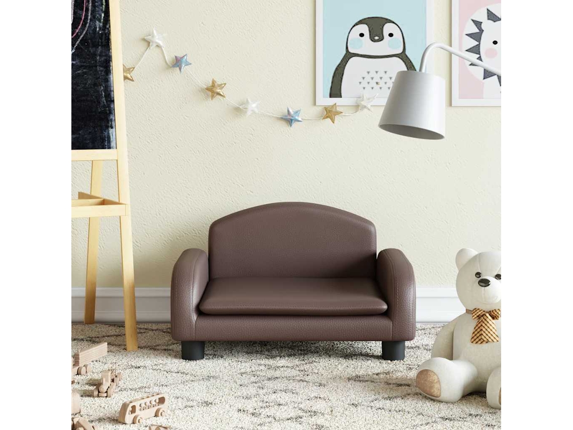 Vidaxl Sofá Infantil 50x40x30 Cm Couro Artificial Castanho