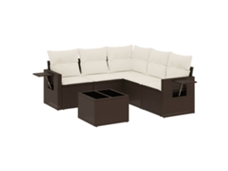Conjunto de 6 Sofás Jardim com Almofadões Vime Pe Castanho MAISON EXCLUSIVE (80x200 cm)