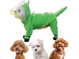 Capa De Chuva Cães Secagem Rápida Com Faixa Refletora E Proteção Cauda Patas