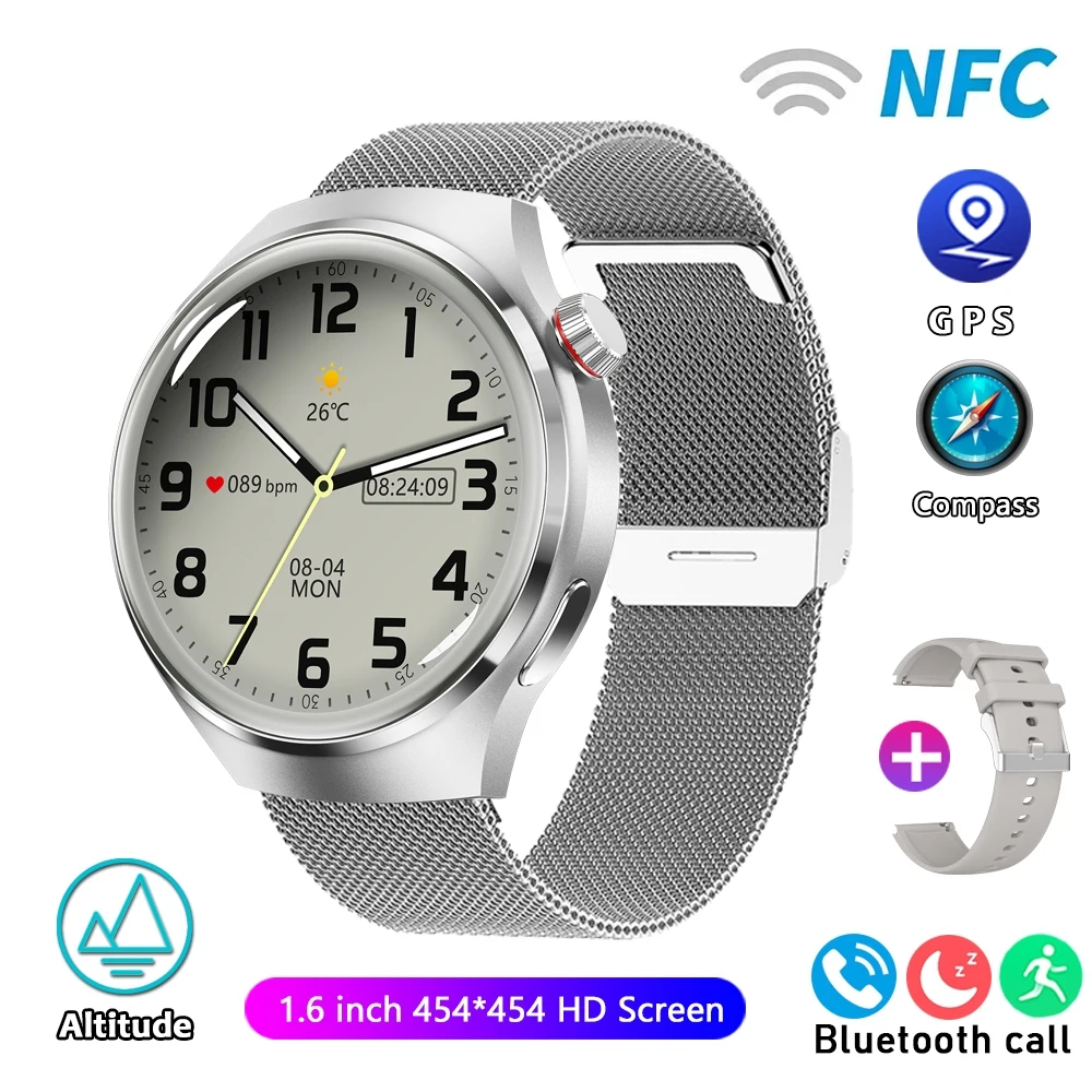 Smartwatch com Monitoramento de Saúde, Chamadas Via Bluetooth, Nfc e Posicionamento Gps. MDUG (pulseira de Malha Prateada)