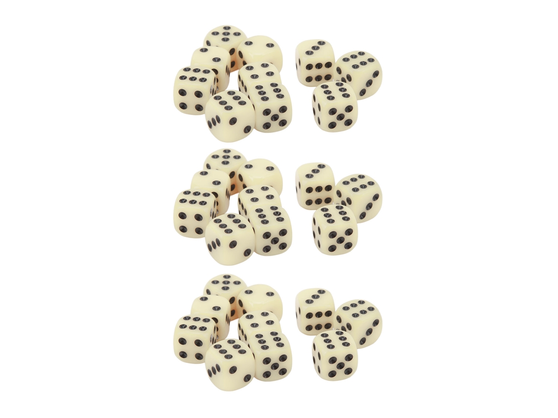 30 Dados de plástico branco 16mm com cantos arredondados para jogos de mesa | S/MARCA