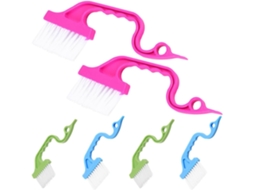Conjunto De 6 Escovas Para Limpeza Ranhuras Janelas E Portas Popetpop Com Cabo Ergonômico Cerdas Nylon, Ferramenta