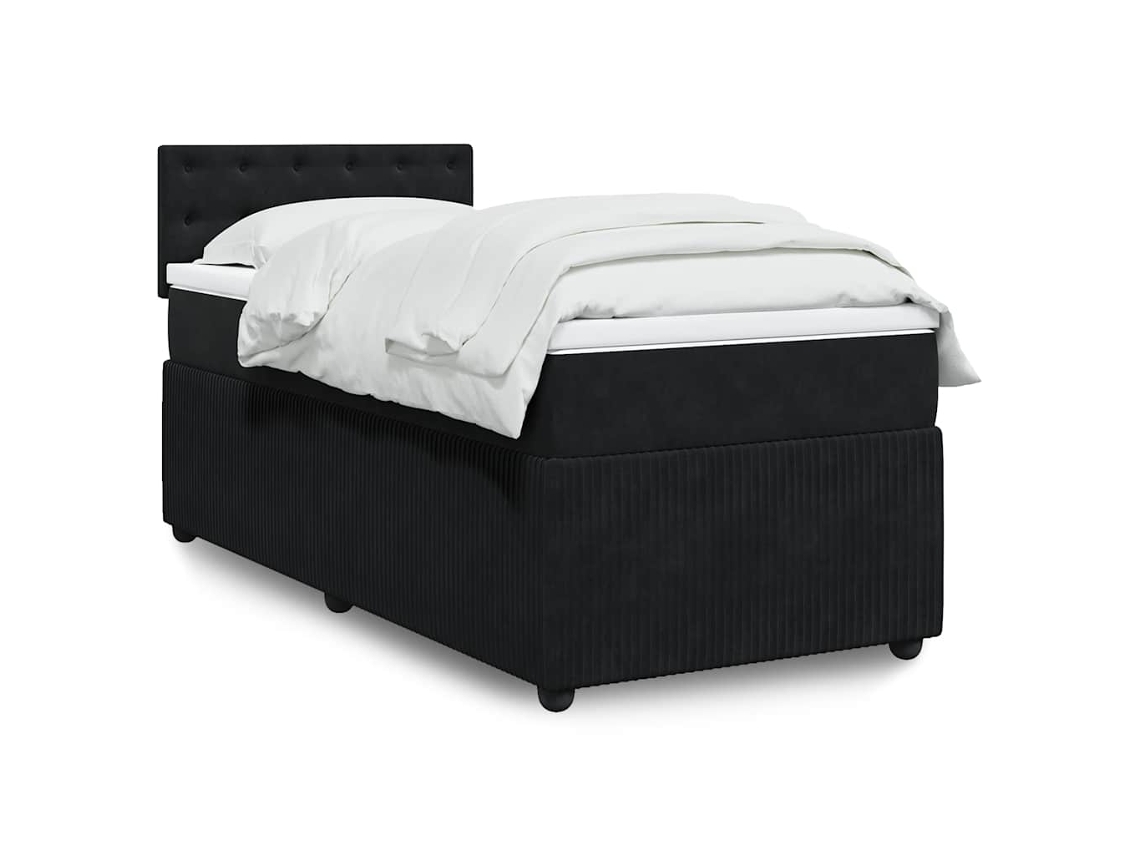 Cama Com Molas/colchão 90x200 Cm Veludo Preto