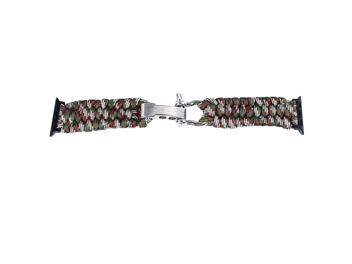 Pulseira de Relógio Feminina Trançada de Nylon Ajustável para Ios Watch 9 8 7 6 5 4 3 2 1 Se Camuflagem Verde