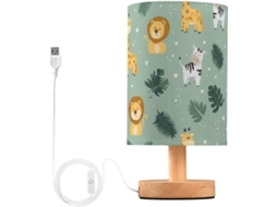 Abajur De Cabeceira Kcldeci Com Girafa E Leão Verde, Ideal Para Quarto, Estilo Fazenda, Mesa De Cabeceira, Sala De Estar