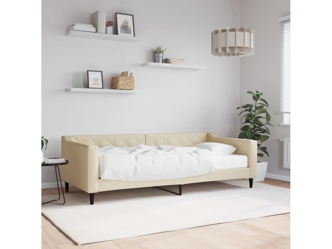 Vidaxl Sofá-cama Com Colchão 90x200 Cm Tecido Cor Creme