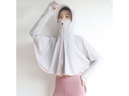 Chaqueta Com Capuz De Proteção Solar De Seda De Gelo Para Mulher Com Máscara E Buracos Para Polegadas Cinza