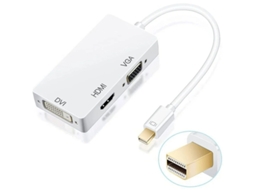 Cabo Adaptador Mini Displayport 3 Em 1 E Thunderbolt Para Hdmi Dvi Vga Para Resolução Total De 4k X 2k E 3d Compatível Com Apple Mac Bestvite