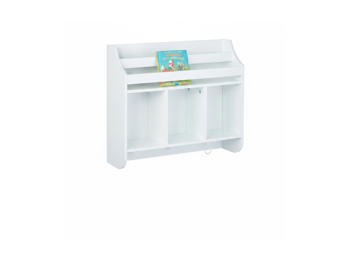 Estante Relaxdays Para Crianças, 5 Prateleiras, 3 Ganchos, Hbt: 51,5 X 60 X 17,5 Cm, Suspensa, Brinquedos, Branco