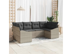 Vidaxl Conjunto De Sofá De Jardim 6 Pcs Cinzento-claro Vime Pe