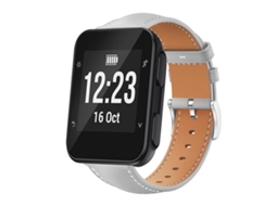 Bracelete Para Garmin Forerunner 35 / 30 / 35j - Couro Preto - Cabeça Chata - Textura De Tubarão (20mm) Cinza