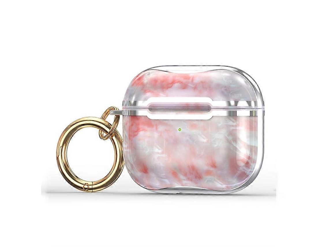 Capa protetora para fones de ouvido AirPods 3 com moldagem eletrodepositada em textura de mármore e gancho integrado. GIECY