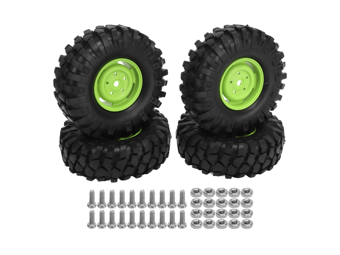 4 Pneus De Veículo Off Road Rc 1.9 Polegadas Rodas E Pneus De Borracha Universal Para Carro De Escalada Rc Verde