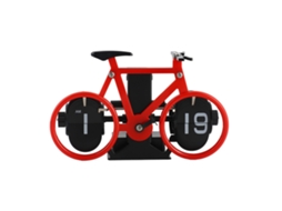 Baok-reloj de mesa flip vintage forma de bicicleta mecânica operado por engrenagens para oficina hogar rojo
