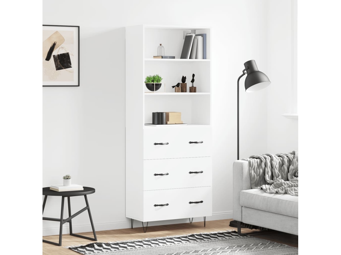 Vidaxl Armário Alto 69,5x34x180 Cm Derivados De Madeira Branco