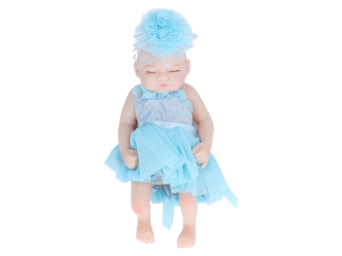 Mali boneca Bebê Recém nascida Realista de Silicone 10 Polegadas com Vestido Azul