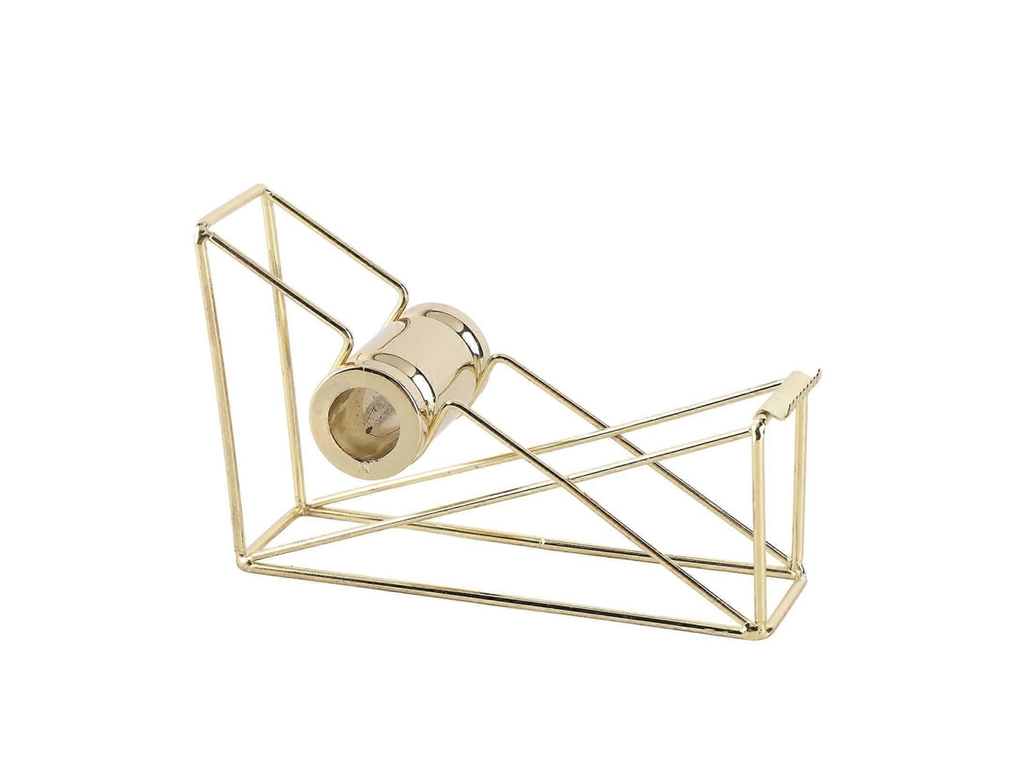 Suporte de Mesa para Fita Adesiva, Dispensador de Fita Adesiva em Metal para Escritório e Escola, Design Vazado Dourado Durável, Corte Preciso. GOKOCO