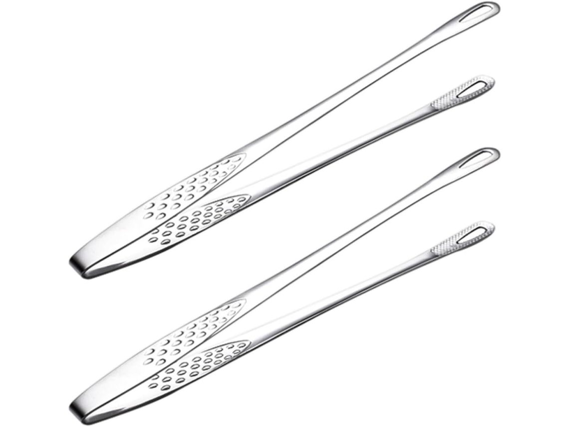 Conjunto De 2 Pinças Aço Inoxidável Para Bife, Confortáveis E Laváveis, Ideais Para Churrasco E Preparo De Carnes