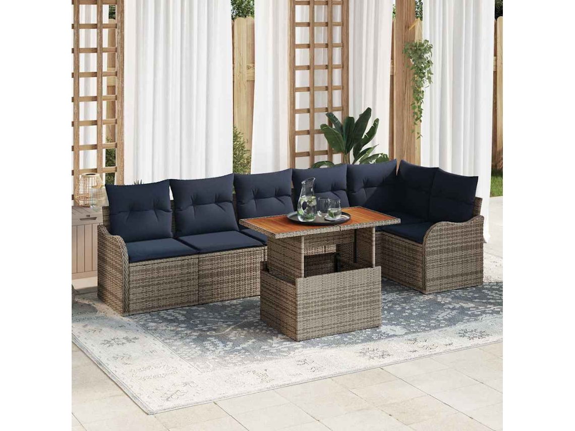 Vidaxl Conjunto De Sofá De Jardim 7 Unid. 6-número De Lugares