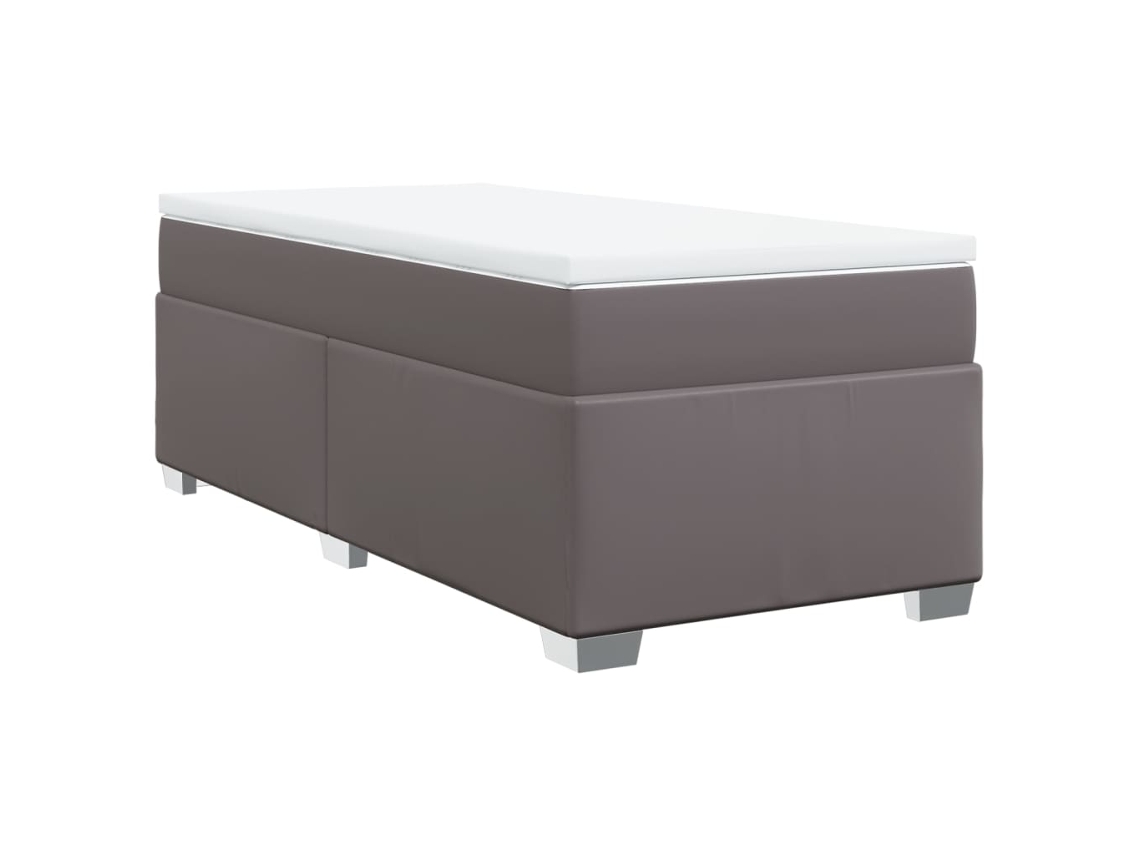 Cama com Molas Couro Artificial Cinzento MAISON EXCLUSIVE 100x200 cm