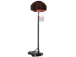 Cesta de basquete ajustável em altura, suporte estável, com rede e rodas Cs