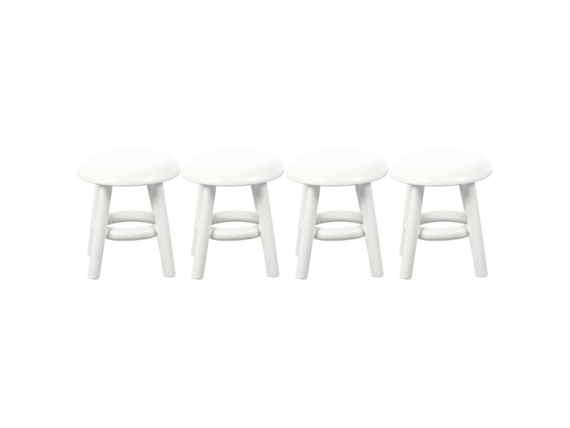 Conjunto de 4 Mini Casas com Banquinhos de Madeira S/MARCA