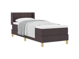 Cama Box com Colchão Marrom Escuro 200 X 80 Cm Tecido MAISON EXCLUSIVE