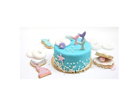 4 Cortadores de Biscoito e 6 Enfeites Doces Sereia Scrapcooking