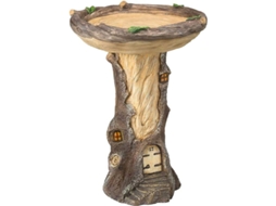 Bañera Para Pájaros De Jardín En Forma De Gran Árbol De Poliéster, Pedestal Marrón, Artesanía, Decoración Exterior