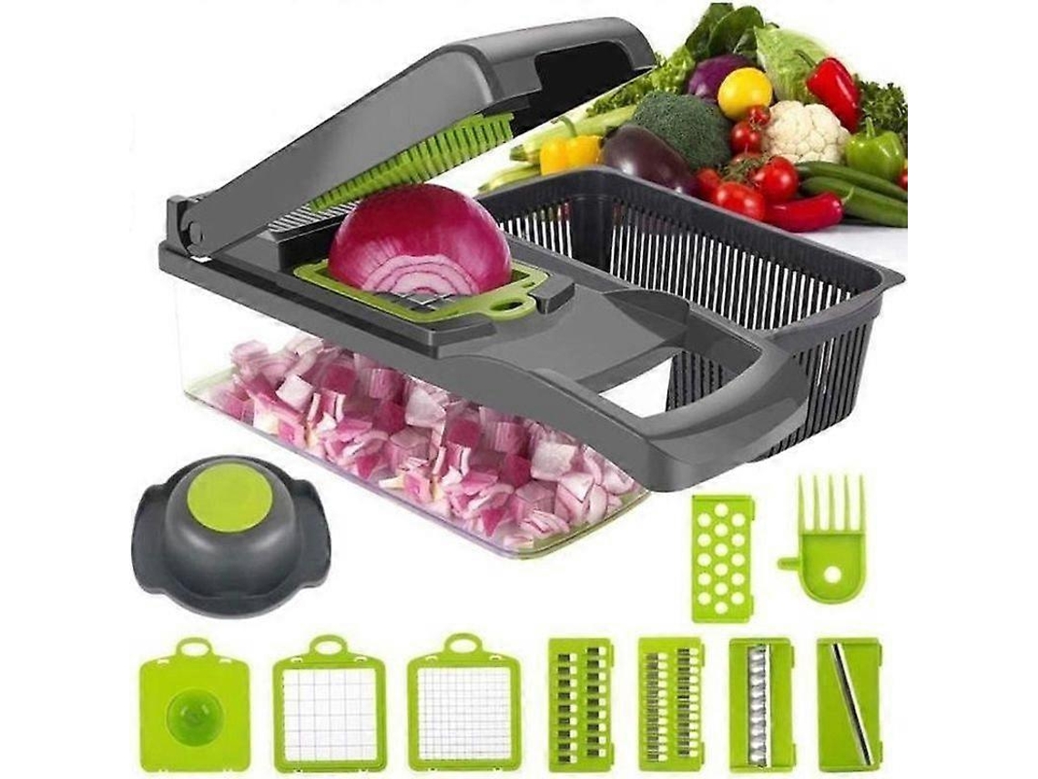 Fatiador De Mandolina Multifuncional 12 Em 1 Para Vegetais Com Lâminas De Aço Inoxidável E Filtro Separador Para Cebolas, Cenouras E Maçãs. Everley891