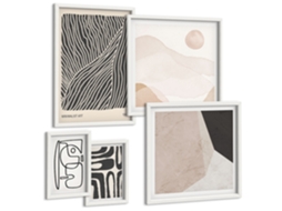 Pinturas Murais Modernas Natureza Japonesa, Cultura, Japandi Moldura Branca Quadros Para A Sala De Estar Espelharte (conjunto De 5 Imagens)