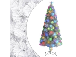 Vidaxl Árvore Natal Artificial Pré-iluminada 150 Cm Fibra Ótica Branco