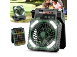 Ventilador Solar Recarregável Para Camping, 10400 Mah, Ventilador Portátil Para Barraca Com Luz Led, Temporizador E 4 Velocidades