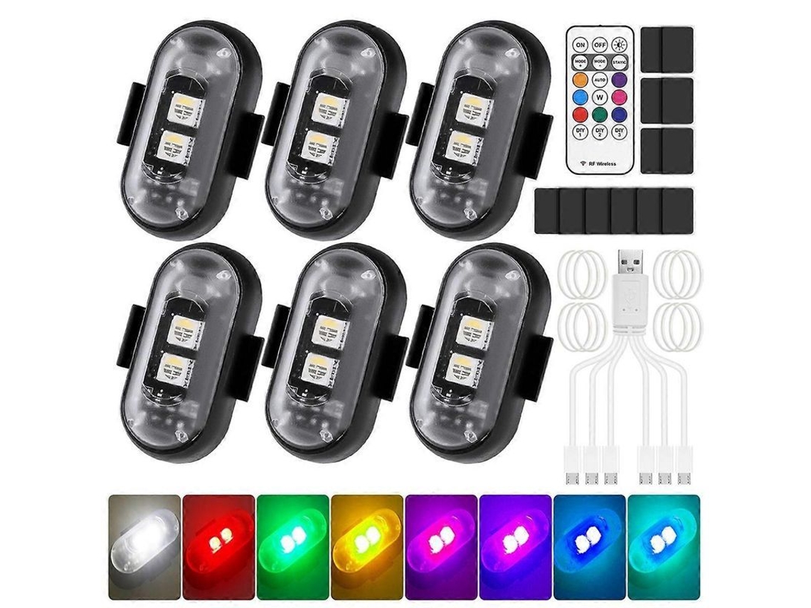 Conjunto de 6 luzes LED sem fio com controle remoto para carro CHARM