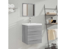 Vidaxl Armário De Casa De Banho Com Espelho 41x38,5x48 Cm Sonoma Cinza
