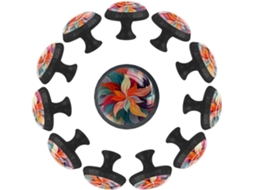 Puxadores E Maçanetas Redondas Para Armários De Cozinha, Conjunto De 12 Peças, Design Abstrato Floral