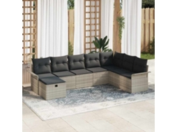 Vidaxl Conjunto De Sofá De Jardim 8 Unid. Cinzento-claro Vime Pe
