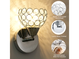 Rebe-lâmpada De Parede Moderna Com Cristal Sconce E26, Aplicação Redonda Para Quarto, Sala De Jantar E Corredor