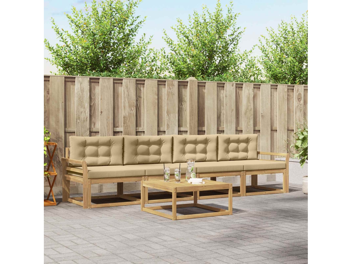Vidaxl Conjunto De Sofás Para Exterior 4 Pcs Branco E Bege