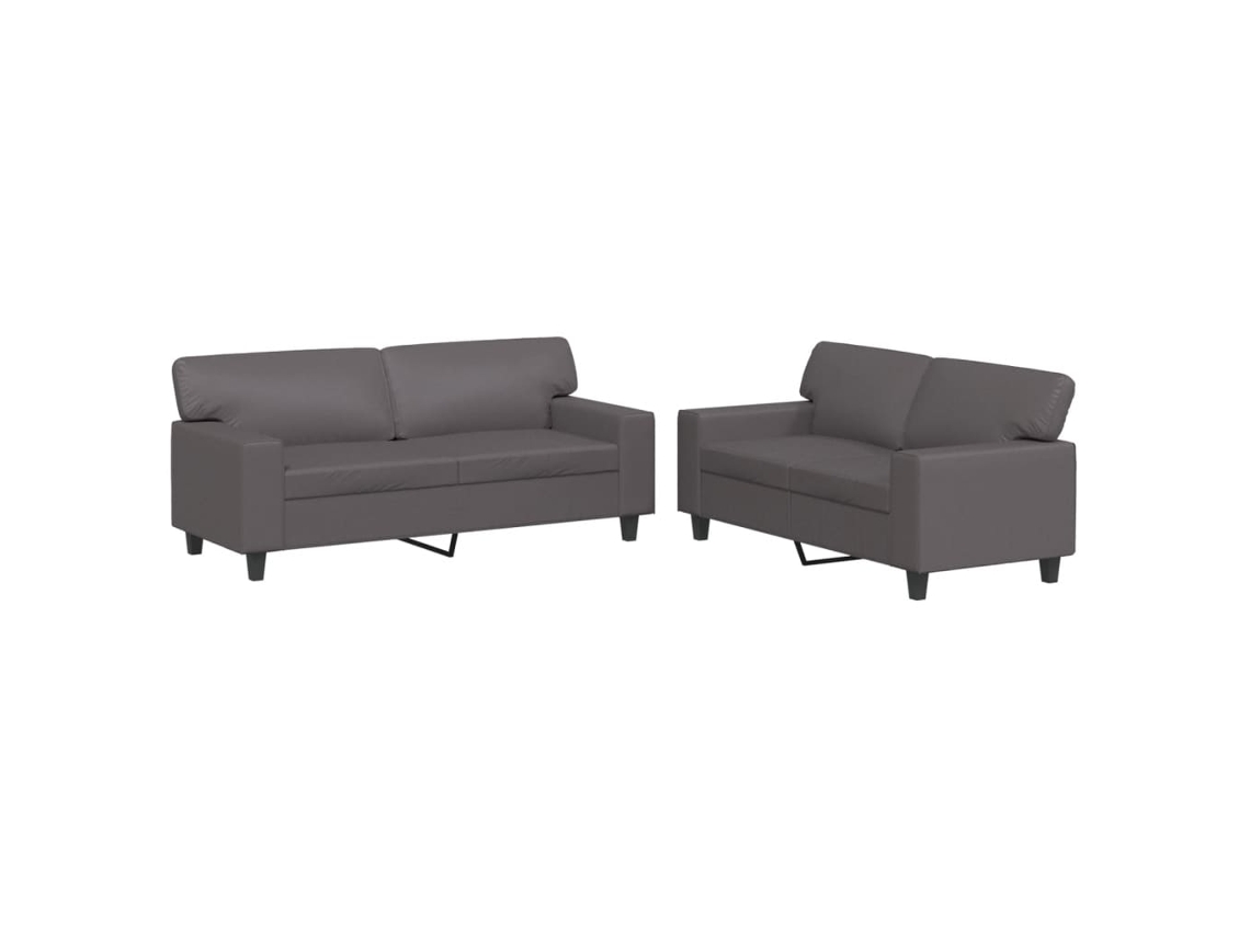 2 Pcs Conjunto de Sofás Couro Artificial Cinzento MAISON EXCLUSIVE
